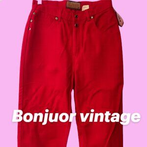 Vintage Bonjour high waist led red button front jeans size 11/12 juniors NWT